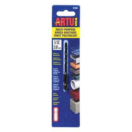 Artu ARTU 5/32 in. X 3-1/8 in. L Tungsten Carbide Tipped Drill Bit Quick-Change Hex Shank 1 pc 01458